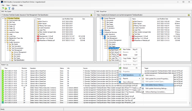 DMS-Shuttle, File Migration Tool for SharePoint Online / O365, Main Screen
